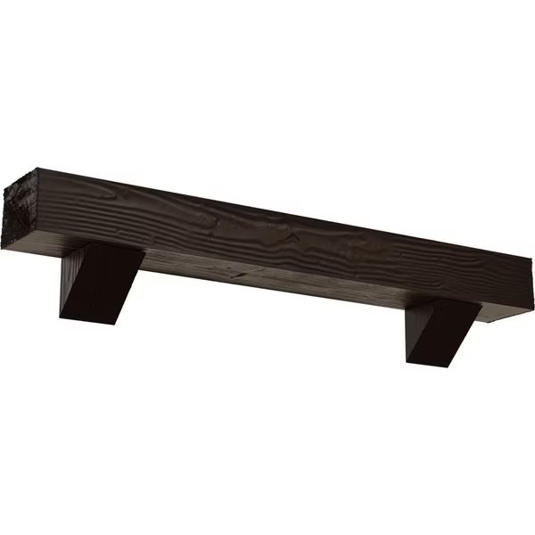 Sandblasted Faux Wood Fireplace ManteL w/Breckinridge Corbels, NaturaL Mahogany, 4